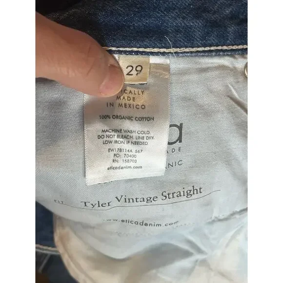 Etica Tyler Vintage Straight Crop Jeans 100% Cotton Shipwreck Size 29 Button Fly - Picture 7 of 10